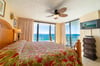 The floor to ceiling windows give a great view from the luxurious bed that has high thread count sheets and a memory foam topper for added comfort. Direct balcony access from this oceanfront master suite. What an amazing view!!