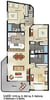 Example floor plan. Please see our descriptions and photos for actual furnishings and placement.