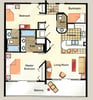 Example Floor Plan, please see our photos and descriptions for furnishings and placement of furniture.