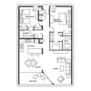 Example Floor plan. Please see our descriptions and photos for actual furnishings and placement.