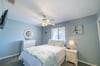 The Blue Ocean guest bedroom is upstairs and has a queen sized bed. You'll feel like you are sleeping on a cloud!
