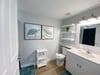 The guest bath is perfect for anyone using the queen sized sofa sleeper or staying in the bunk beds.