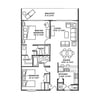 This floor plan shows you the layout. Please see our photos and descriptions for actual furnishings and placement.