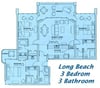 Example Floor Plan. Please see our photos and descriptions for actual furnishings and placement.